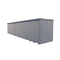 Lagercontainer - Schnellbaucontainer 22 qm, L11200xB2100 mm, Höhe 2100 mm, Doppelflügeltür mittig in Breitseite, Boden OSB 3 Platte, verzinkt