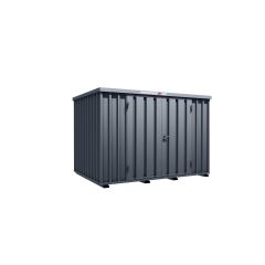 Lagercontainer - Schnellbaucontainer 6 qm, L3100xB2100 mm, Höhe 2100 mm, Doppelflügeltür mittig in Längsseite, Boden OSB 3 Platte, anthrazit, montiert