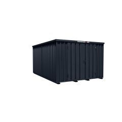 Lagercontainer - Schnellbaucontainer 12 qm, L3100xB4200 mm, Höhe 2100 mm, Doppelflügeltür mittig in Längsseite, Boden OSB 3 Platte, anthrazit, montiert