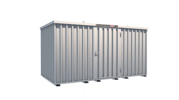 Lagercontainer - Schnellbaucontainer 8 qm, L4100xB2100 mm, Höhe 2100 mm, Einflügeltür mittig in Längsseite, Boden OSB 3 Platte, verzinkt