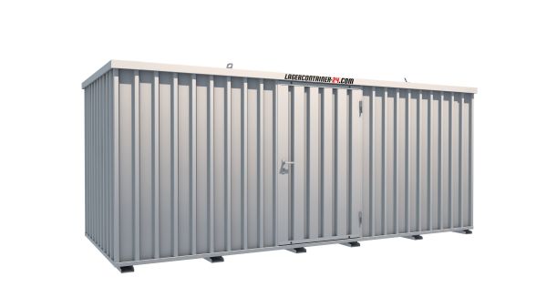 Lagercontainer - Schnellbaucontainer 10 qm, L5100xB2100 mm, Höhe 2100 mm, Einflügeltür mittig in Längsseite, Boden OSB 3 Platte, verzinkt