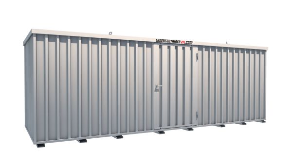 Lagercontainer - Schnellbaucontainer 12 qm, L6100xB2100 mm, Höhe 2100 mm, Einflügeltür mittig in Längsseite, Boden OSB 3 Platte, verzinkt