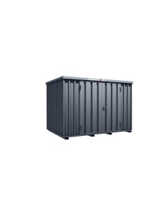 Lagercontainer - Schnellbaucontainer 6 qm, L3100xB2100 mm, Höhe 2100 mm, Doppelflügeltür mittig in Längsseite, Boden OSB 3 Platte, anthrazit, montiert