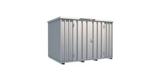 Lagercontainer - Schnellbaucontainer 6 qm, L3100xB2100 mm, Höhe 2100 mm, Doppelflügeltür mittig in Längsseite, Boden OSB 3 Platte, verzinkt