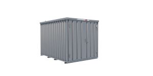 Lagercontainer - Schnellbaucontainer 6 qm, L3100xB2100 mm, Höhe 2100 mm, Doppelflügeltür mittig in Breitseite, Boden OSB 3 Platte, verzinkt