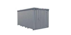 Lagercontainer - Schnellbaucontainer 8 qm, L4100xB2100 mm, Höhe 2100 mm, Einflügeltür mittig in Breitseite, Boden OSB 3 Platte, verzinkt