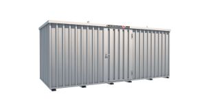 Lagercontainer - Schnellbaucontainer 10 qm, L5100xB2100 mm, Höhe 2100 mm, Einflügeltür mittig in Längsseite, Boden OSB 3 Platte, verzinkt