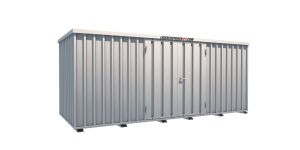 Lagercontainer - Schnellbaucontainer 10 qm, L5100xB2100 mm, Höhe 2100 mm, Doppelflügeltür mittig in Längsseite, Boden OSB 3 Platte, verzinkt