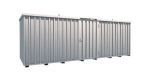 Lagercontainer - Schnellbaucontainer 12 qm, L6100xB2100 mm, Höhe 2100 mm, Einflügeltür mittig in Längsseite, Boden OSB 3 Platte, verzinkt