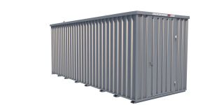 Lagercontainer - Schnellbaucontainer 12 qm, L6100xB2300 mm, Höhe 2445 mm, Einflügeltür mittig in Breitseite, Boden OSB 3 Platte, verzinkt