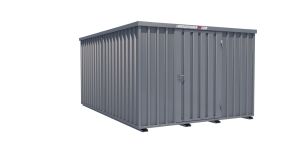 Lagercontainer - Schnellbaucontainer 12 qm, L3100xB4200 mm, Höhe 2100 mm, Einflügeltür mittig in Längsseite, Boden OSB 3 Platte, verzinkt