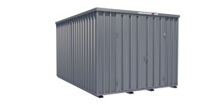 Lagercontainer - Schnellbaucontainer 12 qm, L3100xB4200 mm, Höhe 2445 mm, Doppelflügeltür mittig in Längsseite, Boden OSB 3 Platte, verzinkt